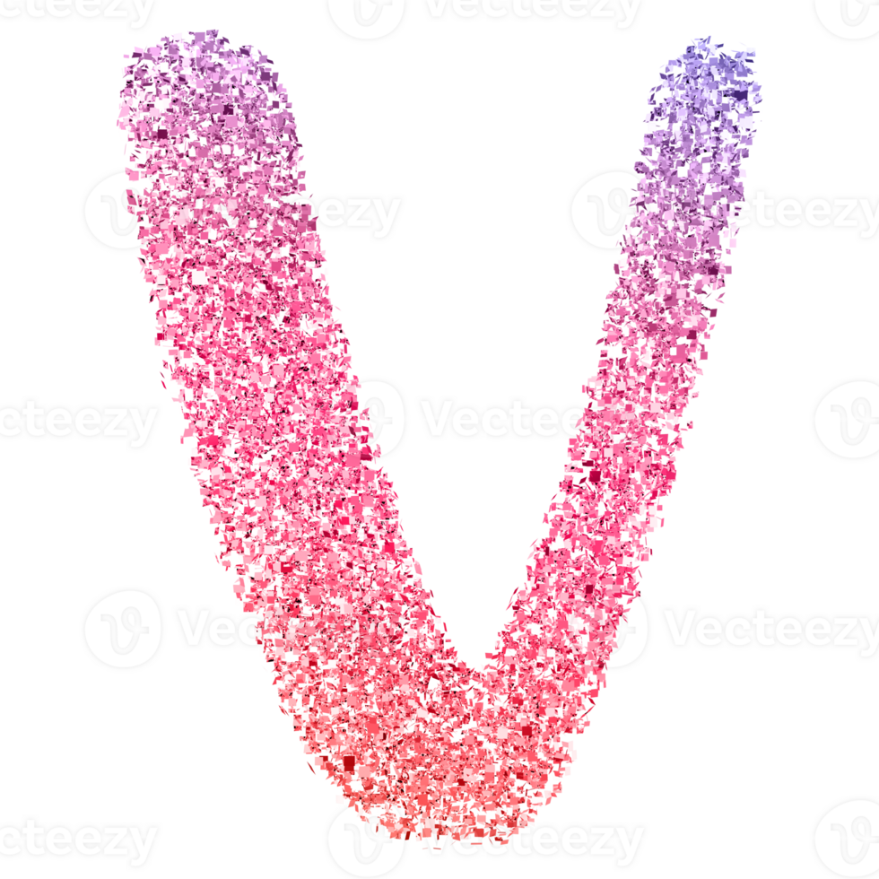 Gradient Glitter Font Letter V uppercase png