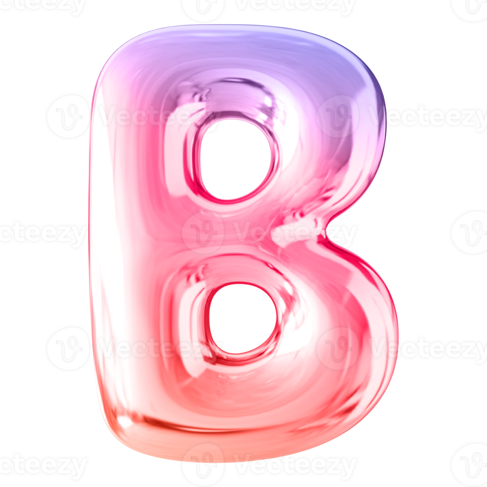 Gradient 3D Bubble Font Letter B uppercase png