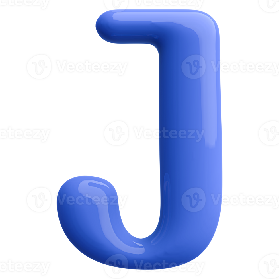 Blue 3D Bubble Font Letter J uppercase png