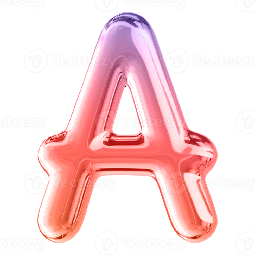 Gradient 3D Bubble Font Letter A uppercase png