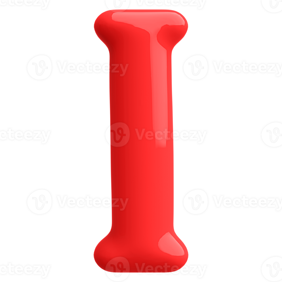 Red 3D Bubble Font Letter I uppercase png
