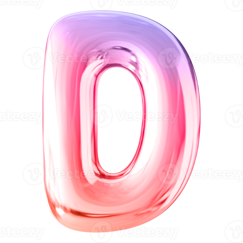 Gradient 3D Bubble Font Letter D uppercase 47451583 PNG