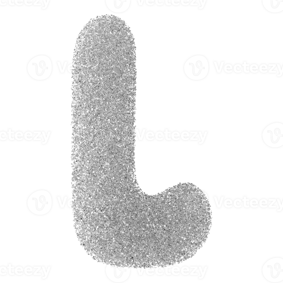 Silver Glitter Font Letter L uppercase png