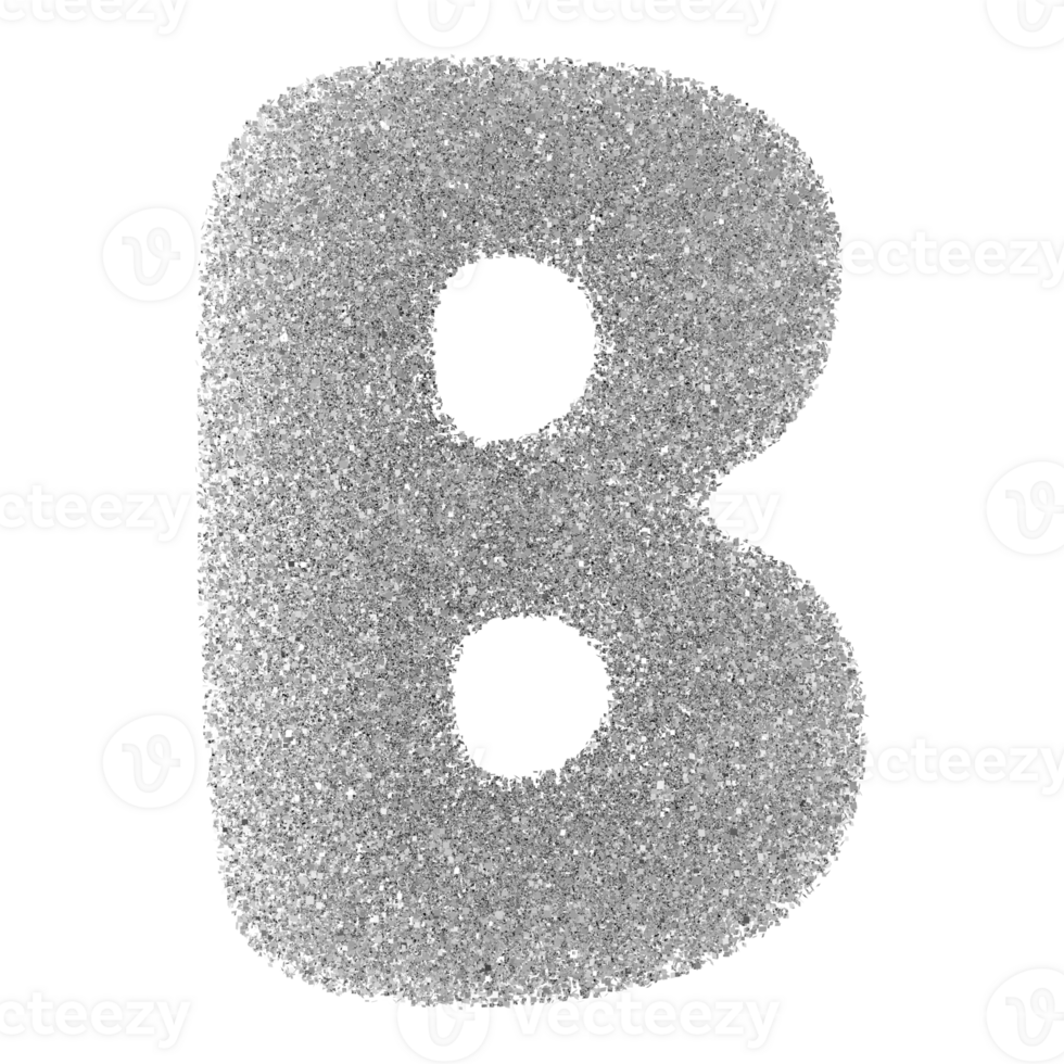Silver Glitter Font Letter B uppercase png
