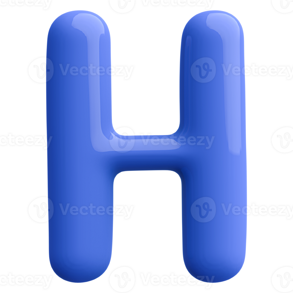 Blue 3D Bubble Font Letter H uppercase png