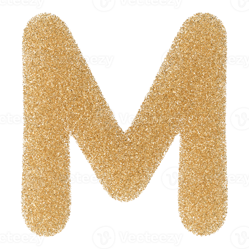 Gold Glitter Font Letter M uppercase png