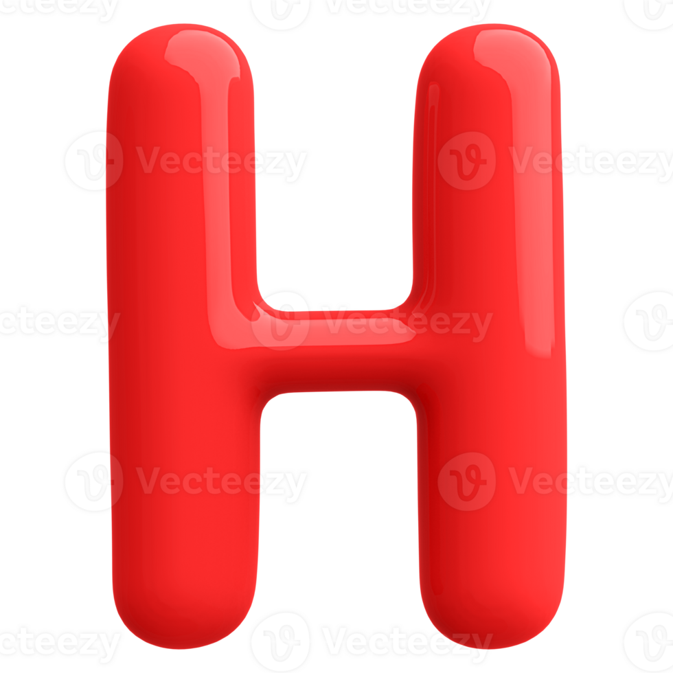 Red 3D Bubble Font Letter H uppercase png
