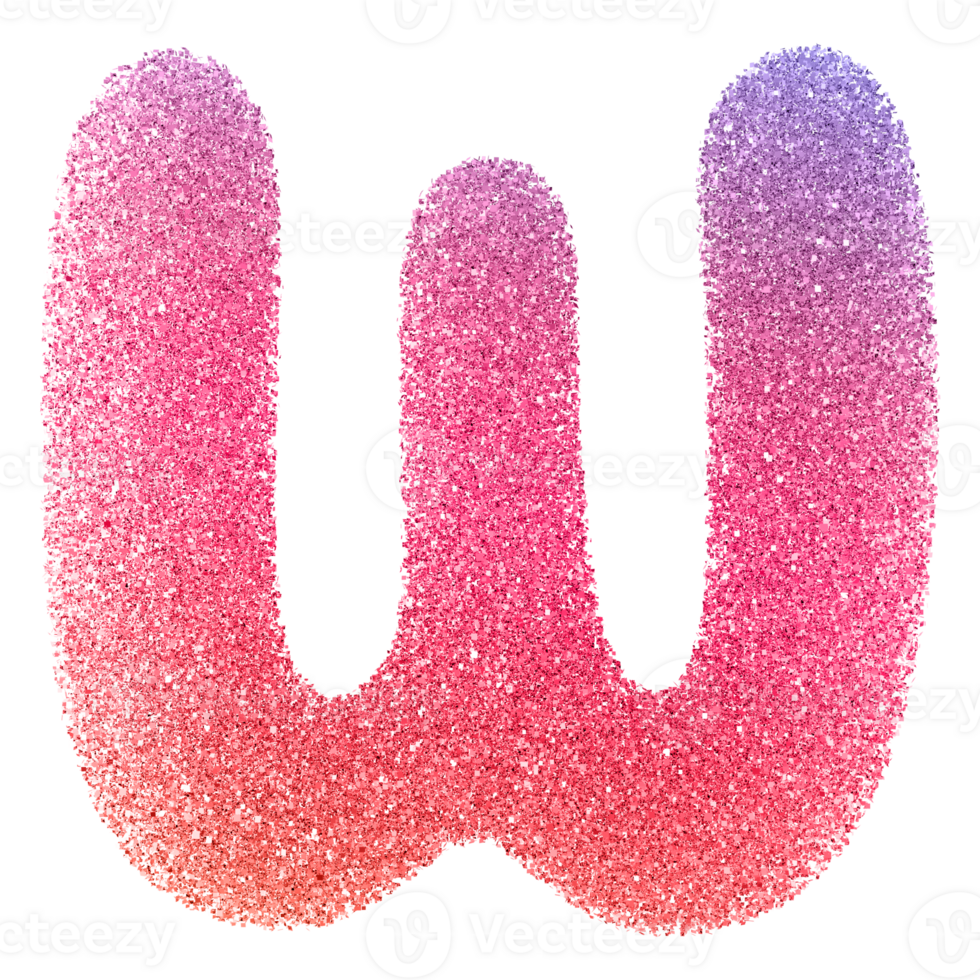 Gradient Glitter Font Letter W uppercase png