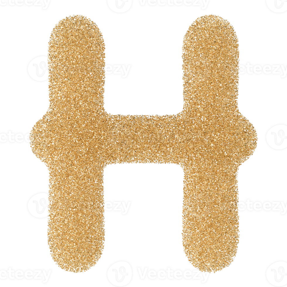 Gold Glitter Font Letter H uppercase png