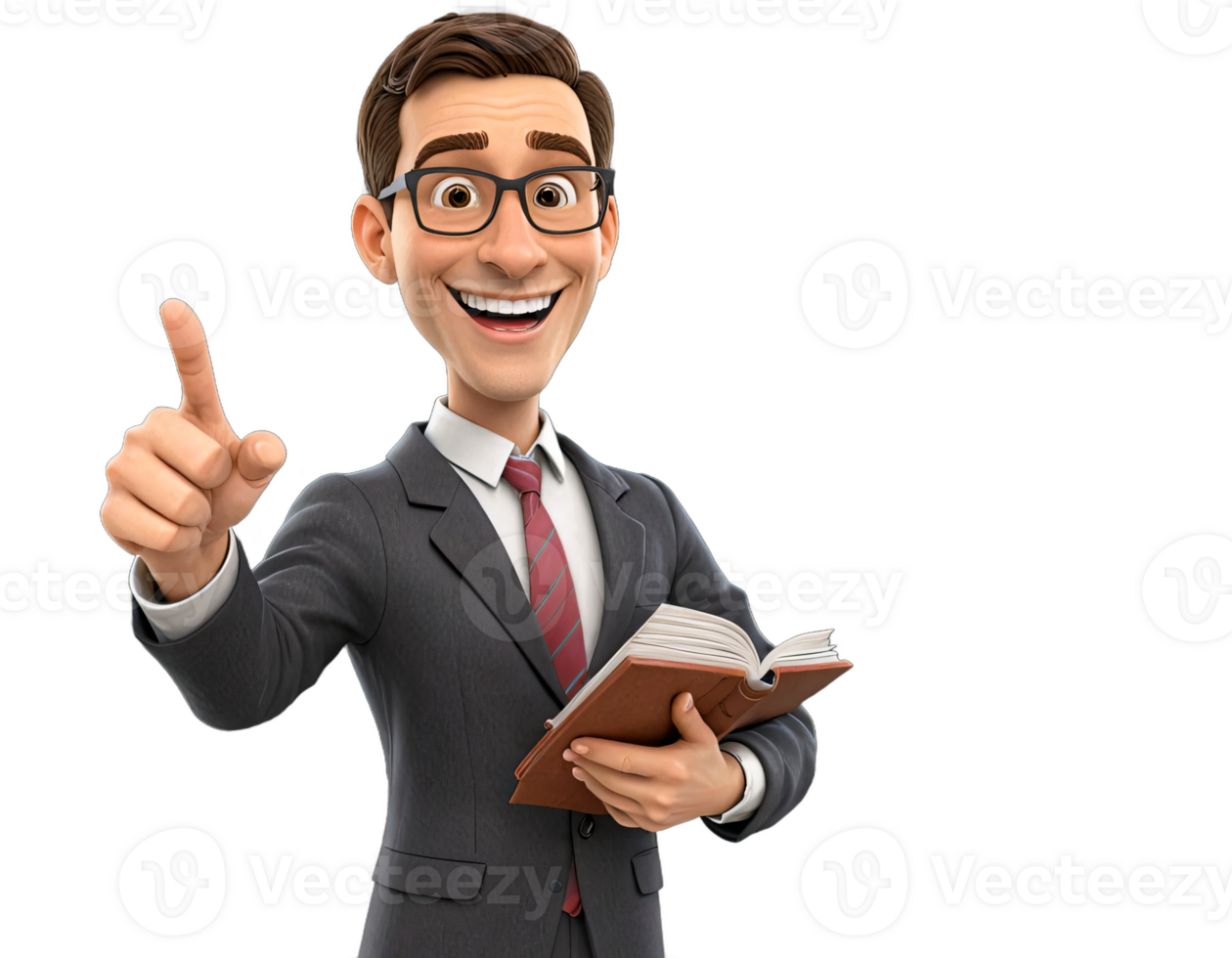 Cheerful Educator 3D Cartoon Teaching in a Vibrant Classroom png