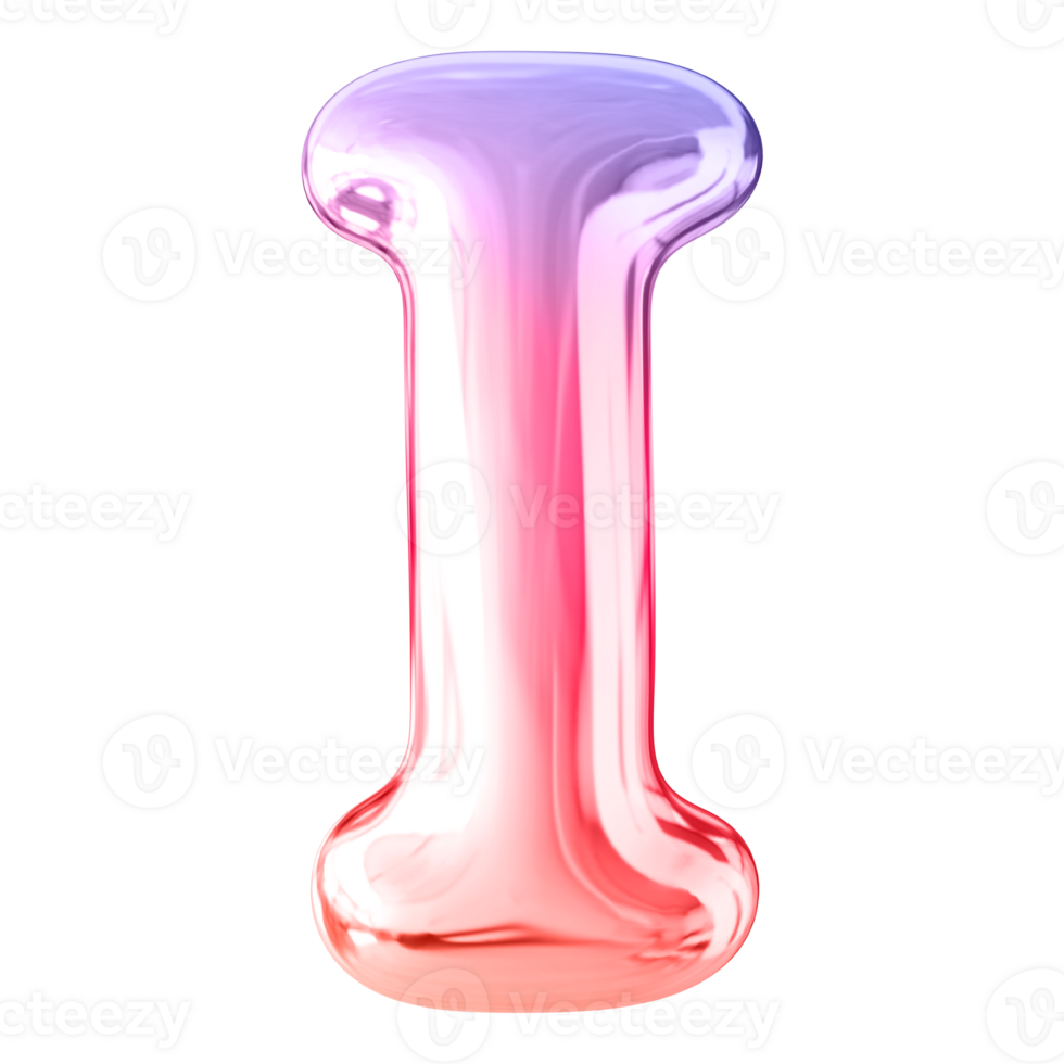 Gradient 3D Bubble Font Letter I uppercase png