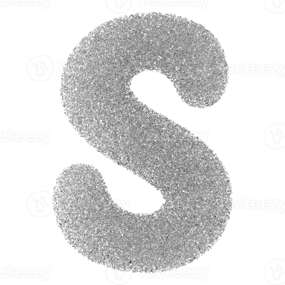 Silver Glitter Font Letter S uppercase png