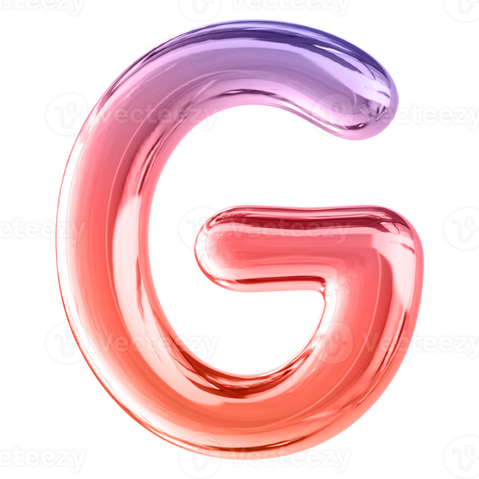 Gradient 3D Bubble Font Letter G uppercase png