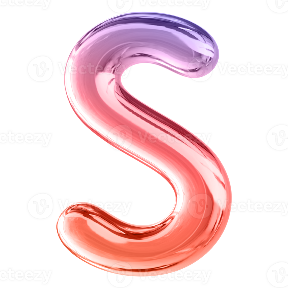 Gradient 3D Bubble Font Letter S uppercase png