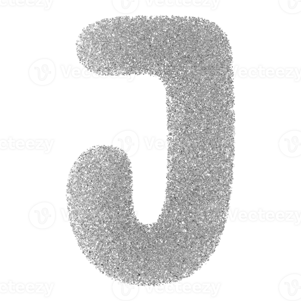 Silver Glitter Font Letter J uppercase png
