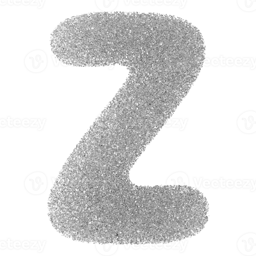 Silver Glitter Font Letter Z uppercase png
