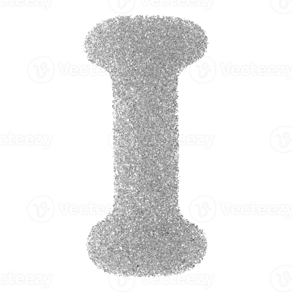 Silver Glitter Font Letter I uppercase png