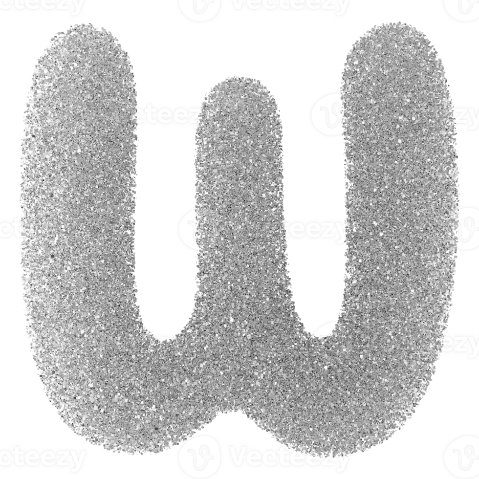 Silver Glitter Font Letter W uppercase png