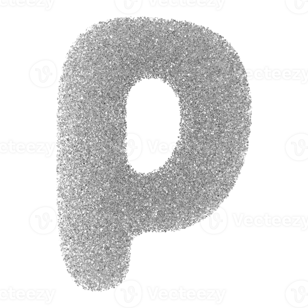 Silver Glitter Font Letter P uppercase png