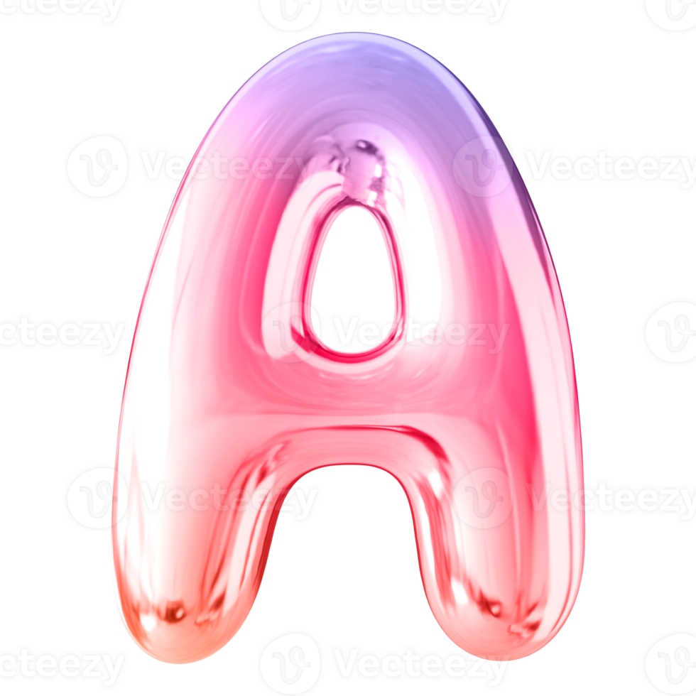 Gradient 3D Bubble Font Letter A uppercase png