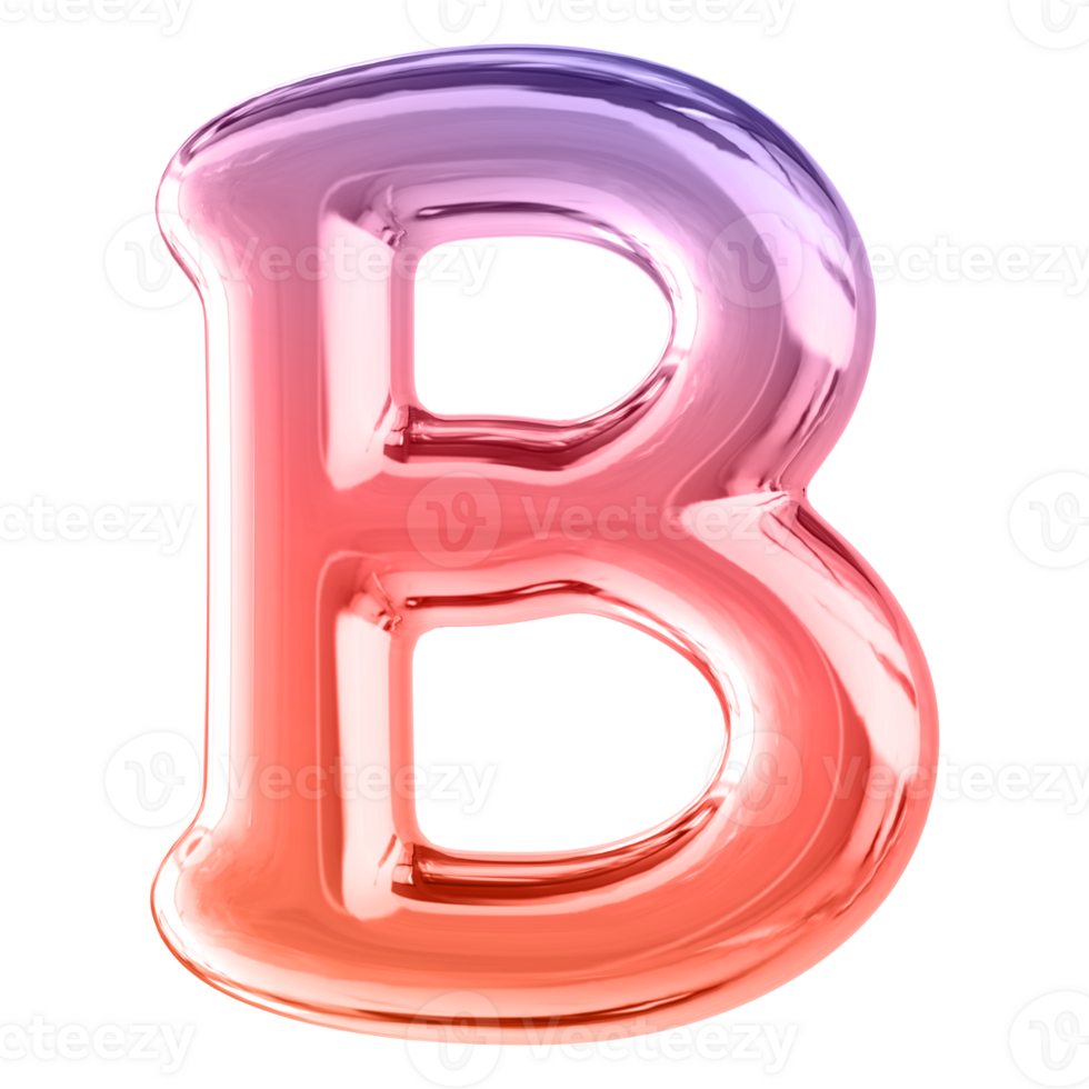 Gradient 3D Bubble Font Letter B uppercase png