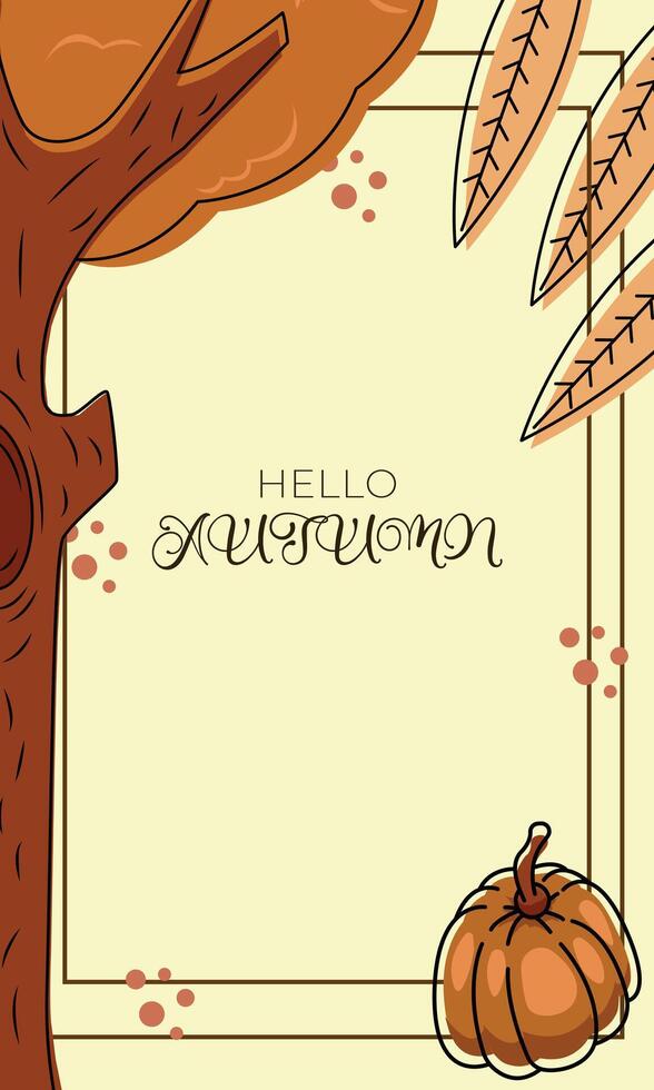 hello autumn poster template, outline illustration design vector