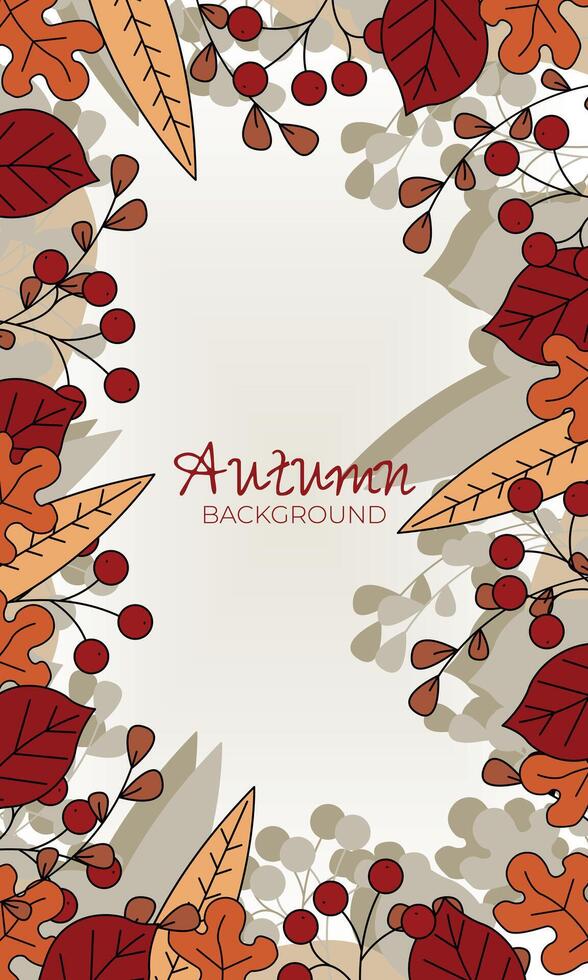 autumn background poster, outline illustration design vector