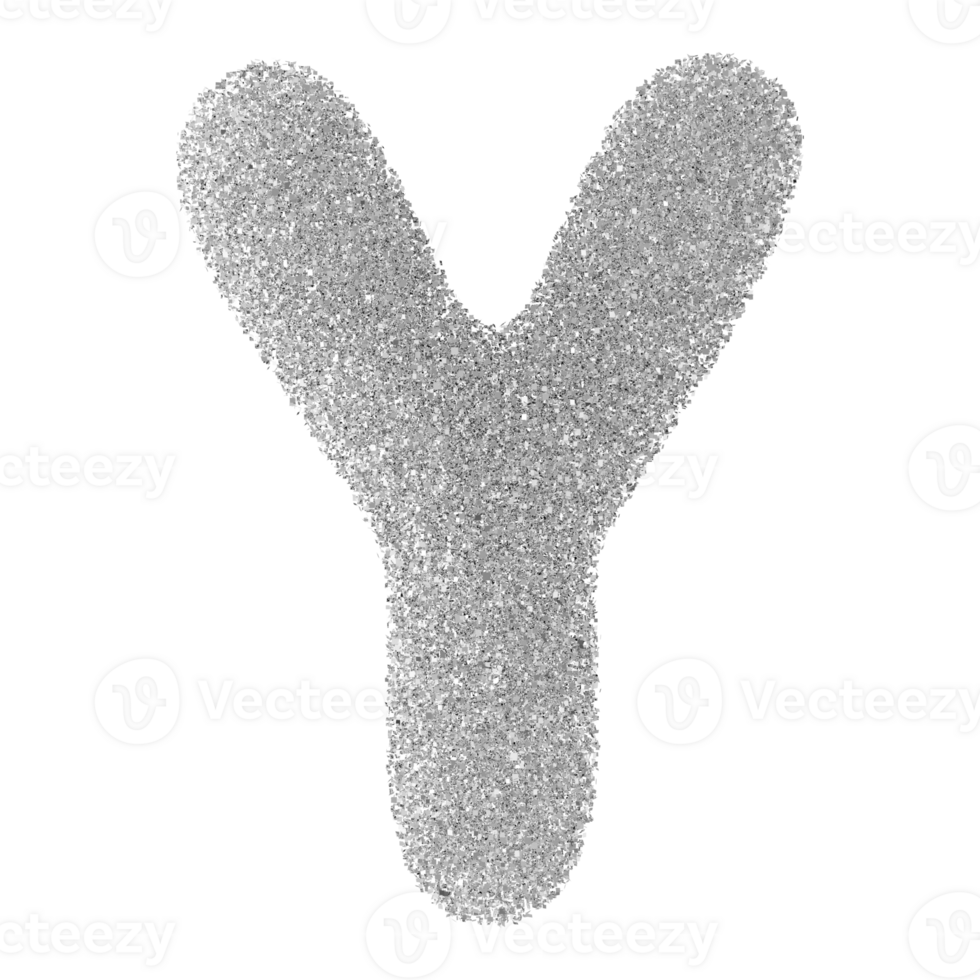 Silver Glitter Font Letter Y uppercase png