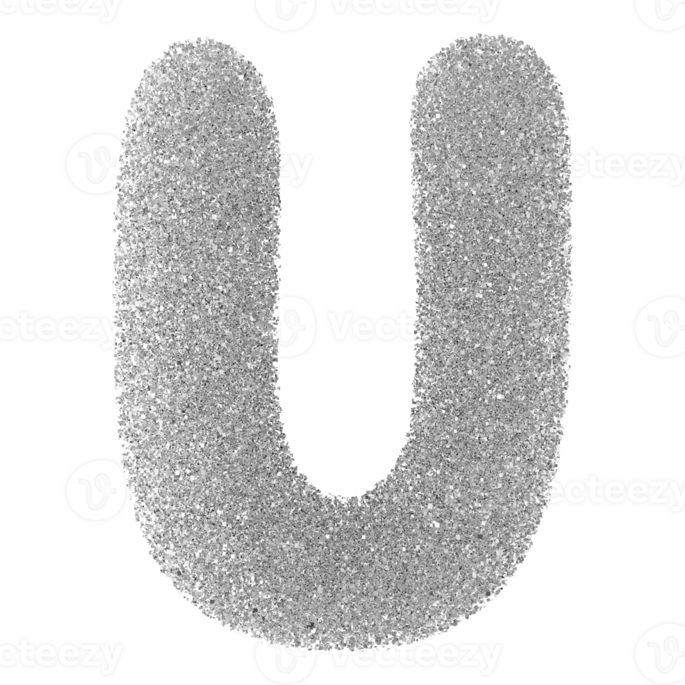 Silver Glitter Font Letter U uppercase png