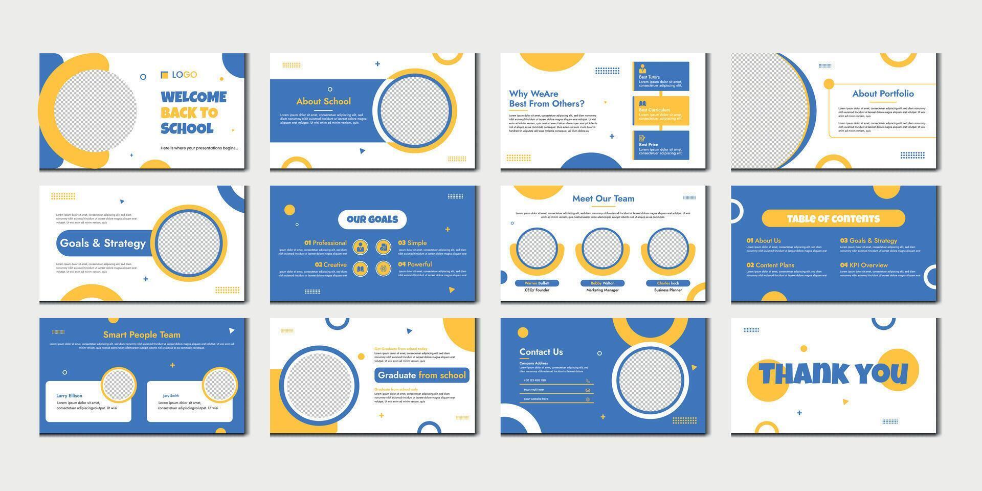 education presentation slide education pitch deck slide design vector