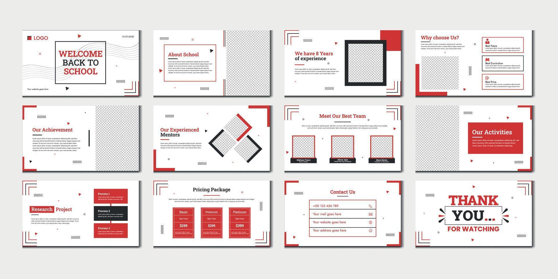 education presentation slide education pitch deck slide design vector