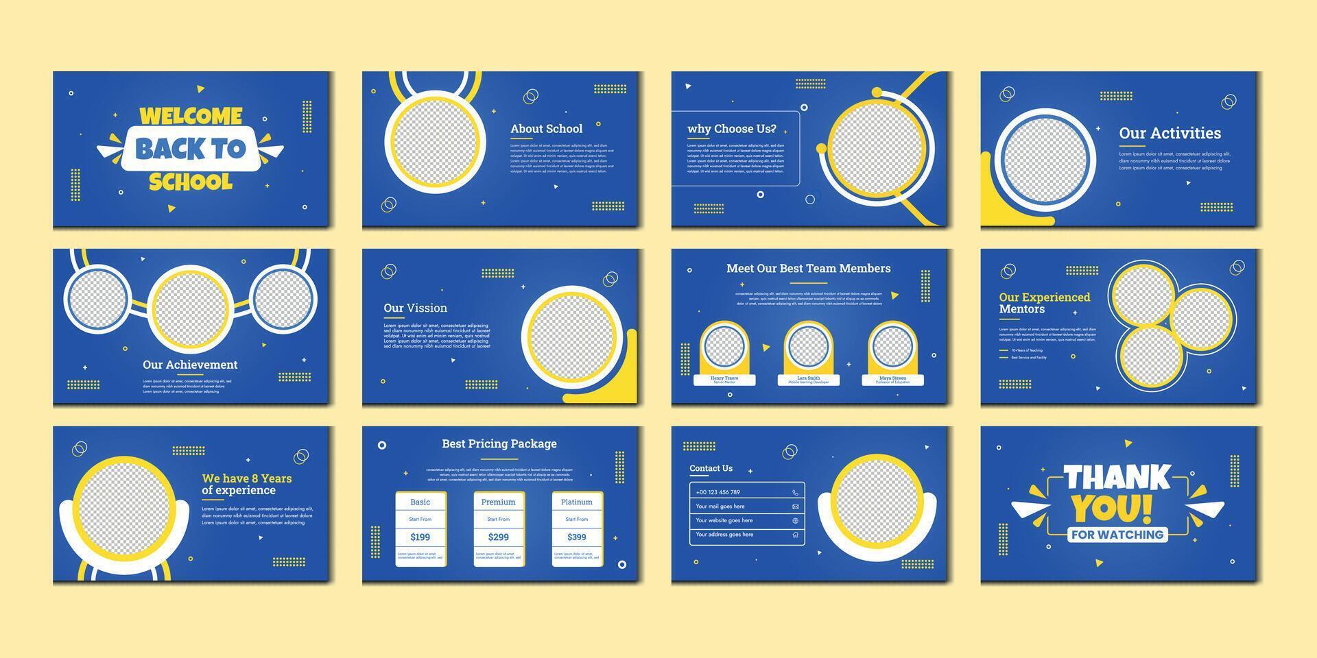 education presentation slide education pitch deck slide design vector