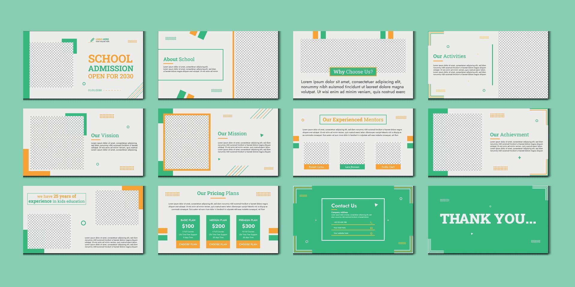 education presentation slide education pitch deck slide design vector