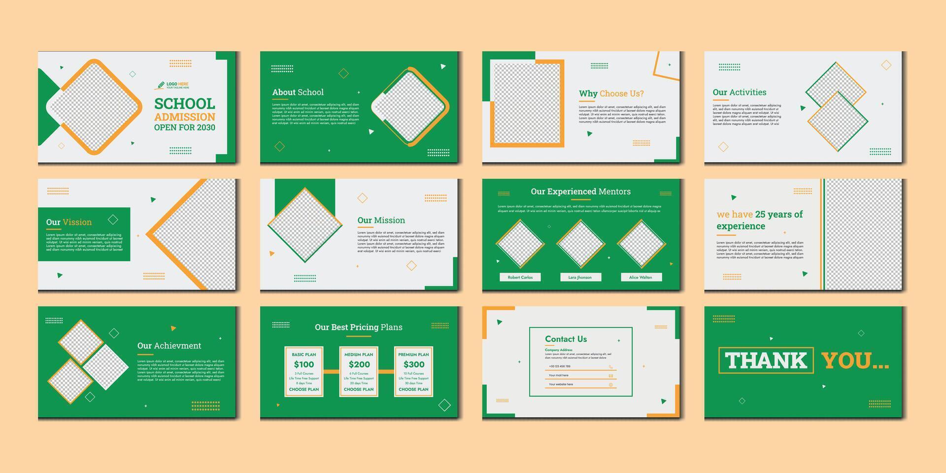 education presentation slide education pitch deck slide design vector