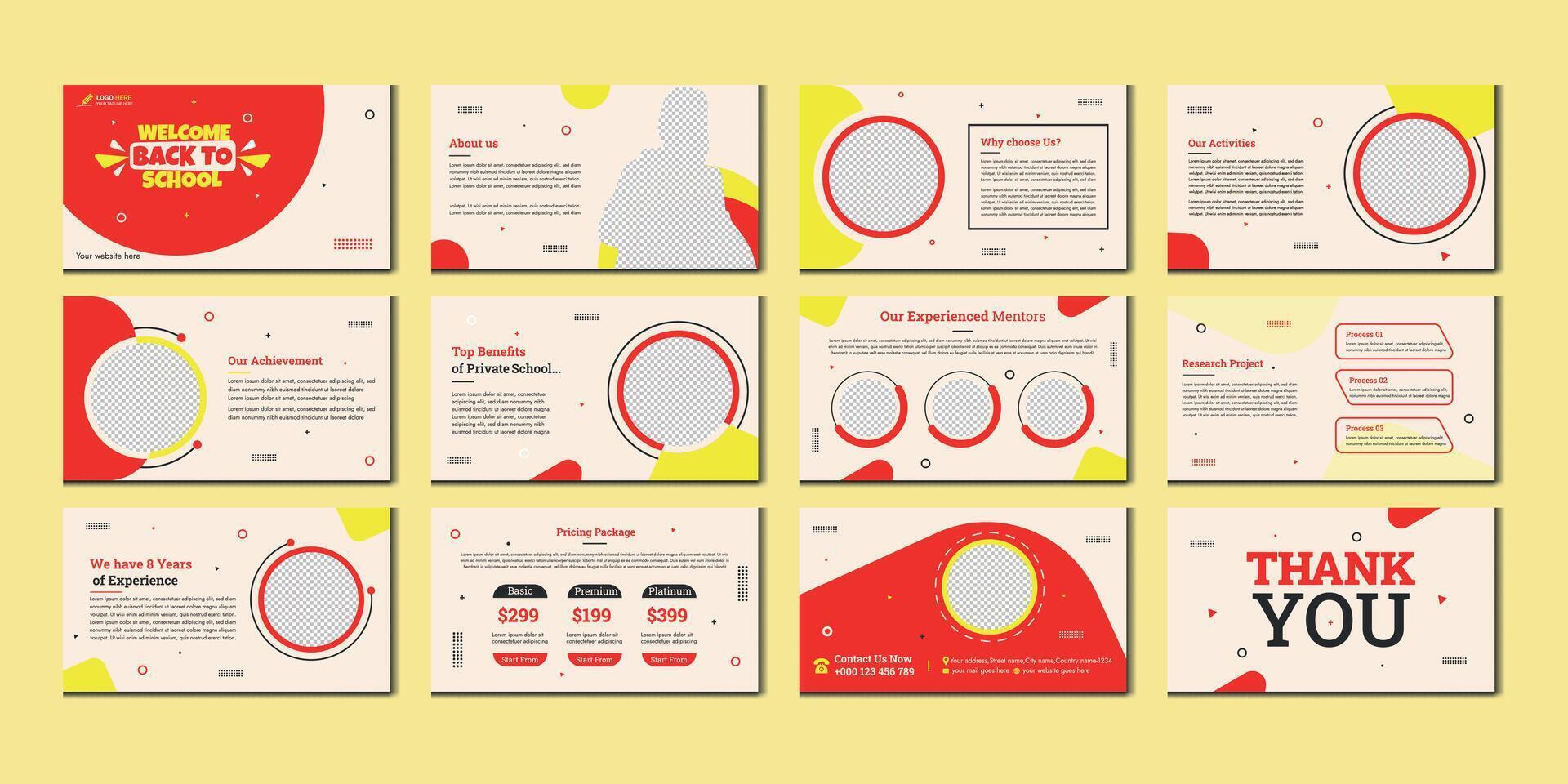 education presentation slide education pitch deck slide design vector