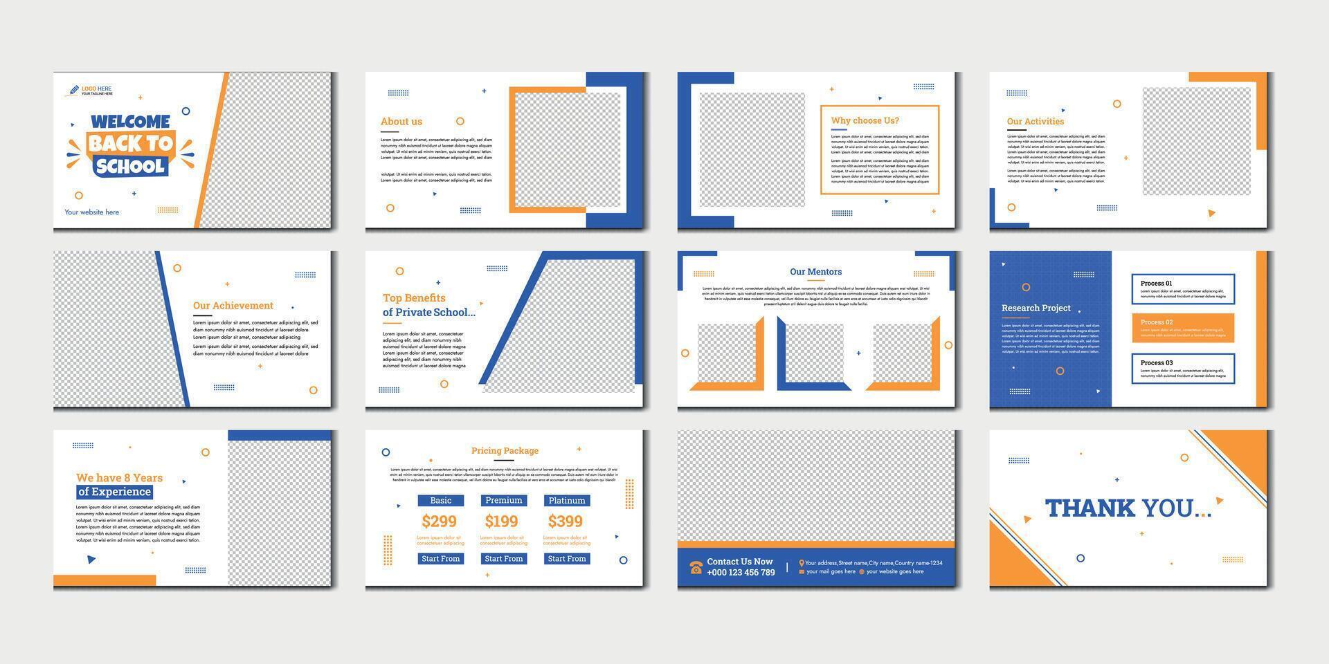 education presentation slide education pitch deck slide design vector