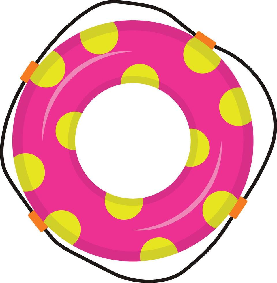Inflatable Rubber Swimming Ring with Cartoon Style. Isolated on White Background. vector