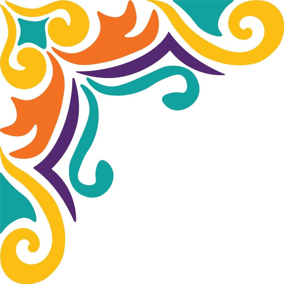 Retro Groovy Corner Border with Flat Design. Illustration on White Background. vector
