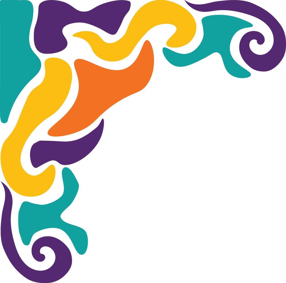 Retro Groovy Corner Border with Flat Design. Illustration on White Background. vector