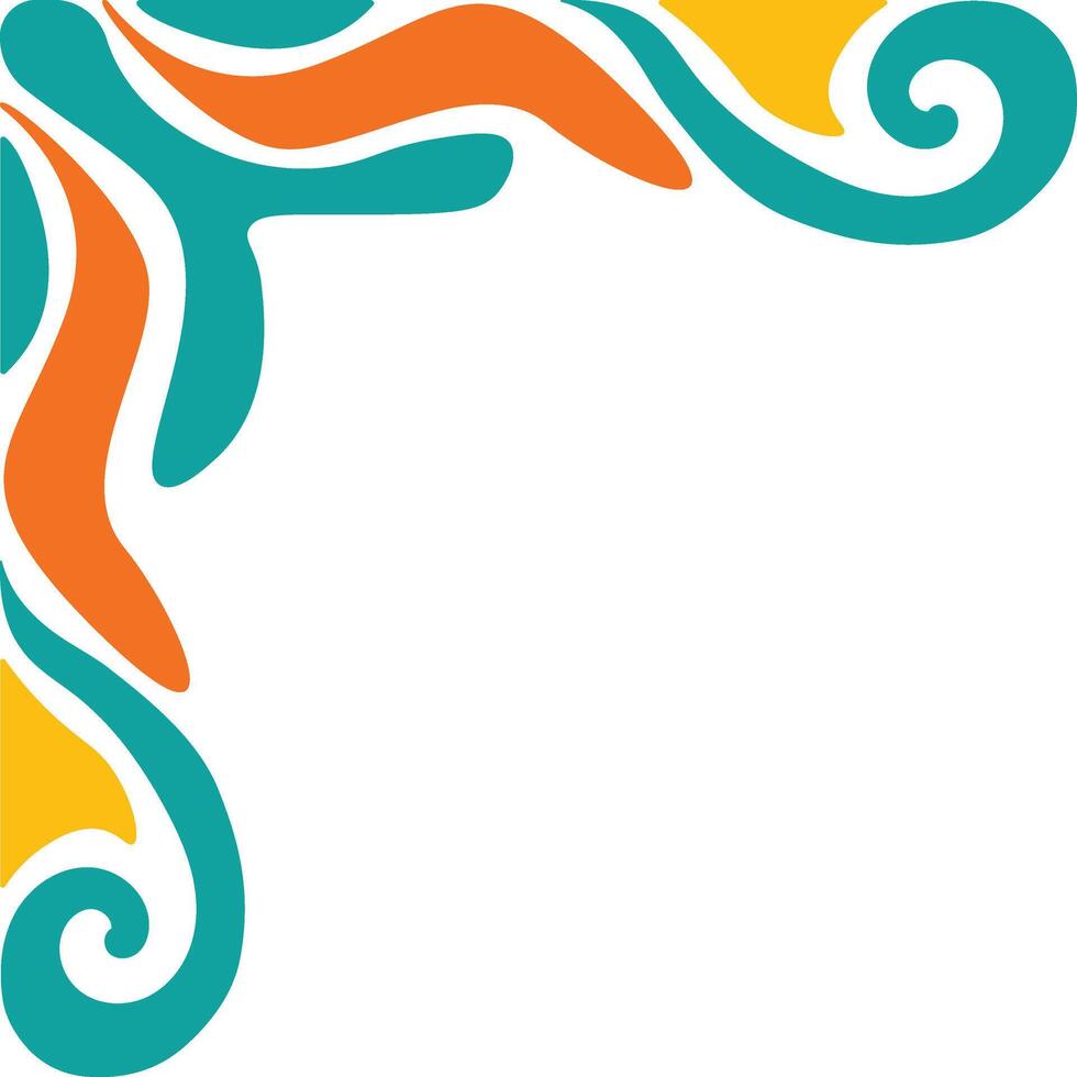 Retro Groovy Corner Border with Flat Design. Illustration on White Background. vector