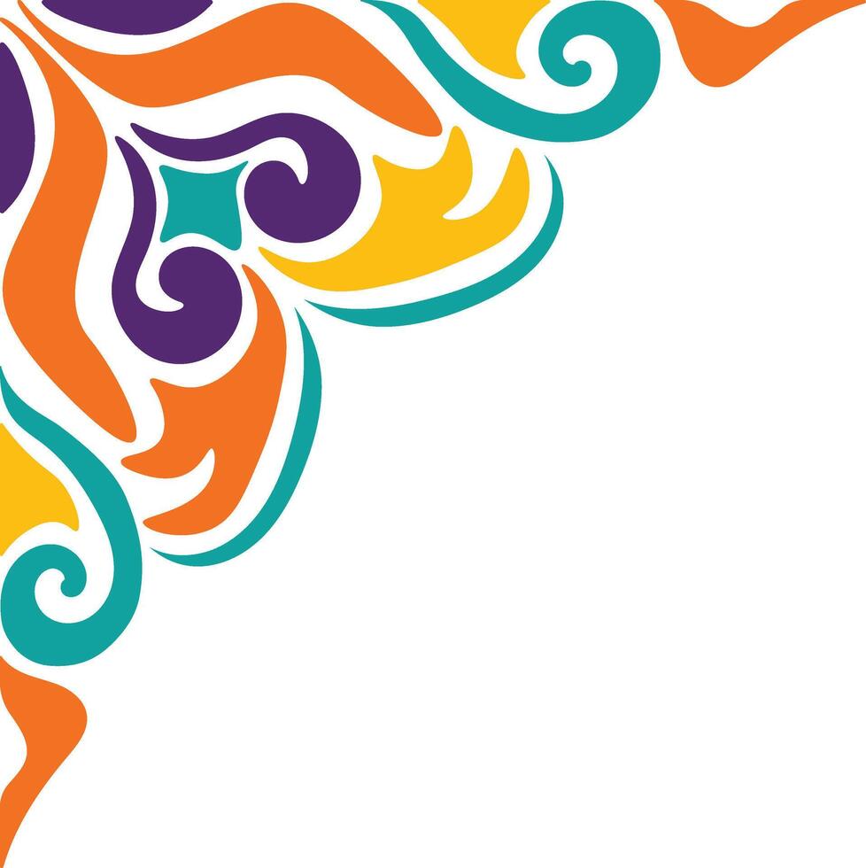 Retro Groovy Corner Border with Flat Design. Illustration on White Background. vector