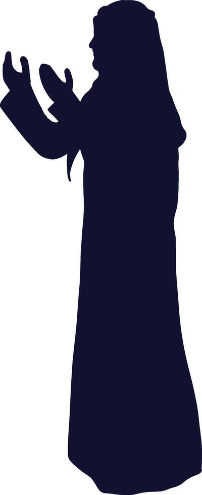 Muslim Praying Silhouette in Flat Style. Isolated Black Silhouette on White Background. vector