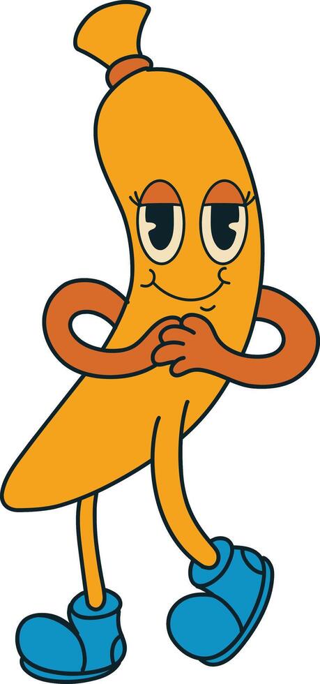 Hippie Psychedelic Character with Vintage Cartoon Style. Isolated Illustration Design. vector