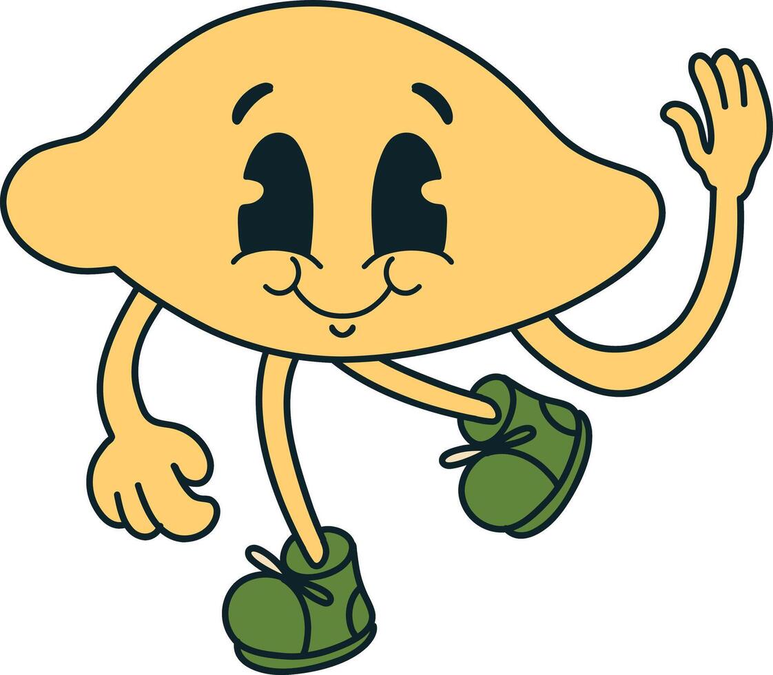 Hippie Psychedelic Character with Vintage Cartoon Style. Isolated Illustration Design. vector