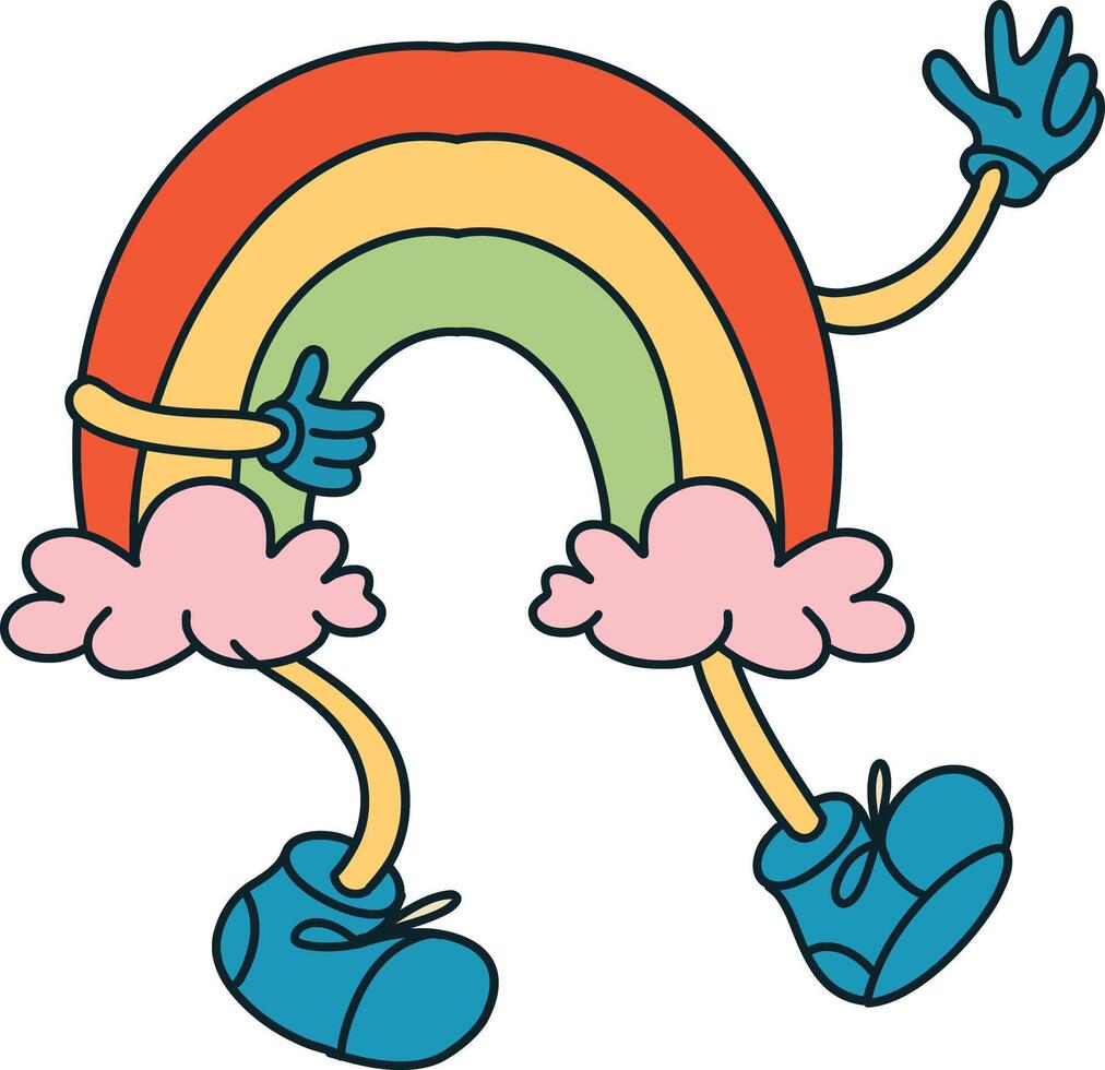 Hippie Psychedelic Character with Vintage Cartoon Style. Isolated Illustration Design. vector