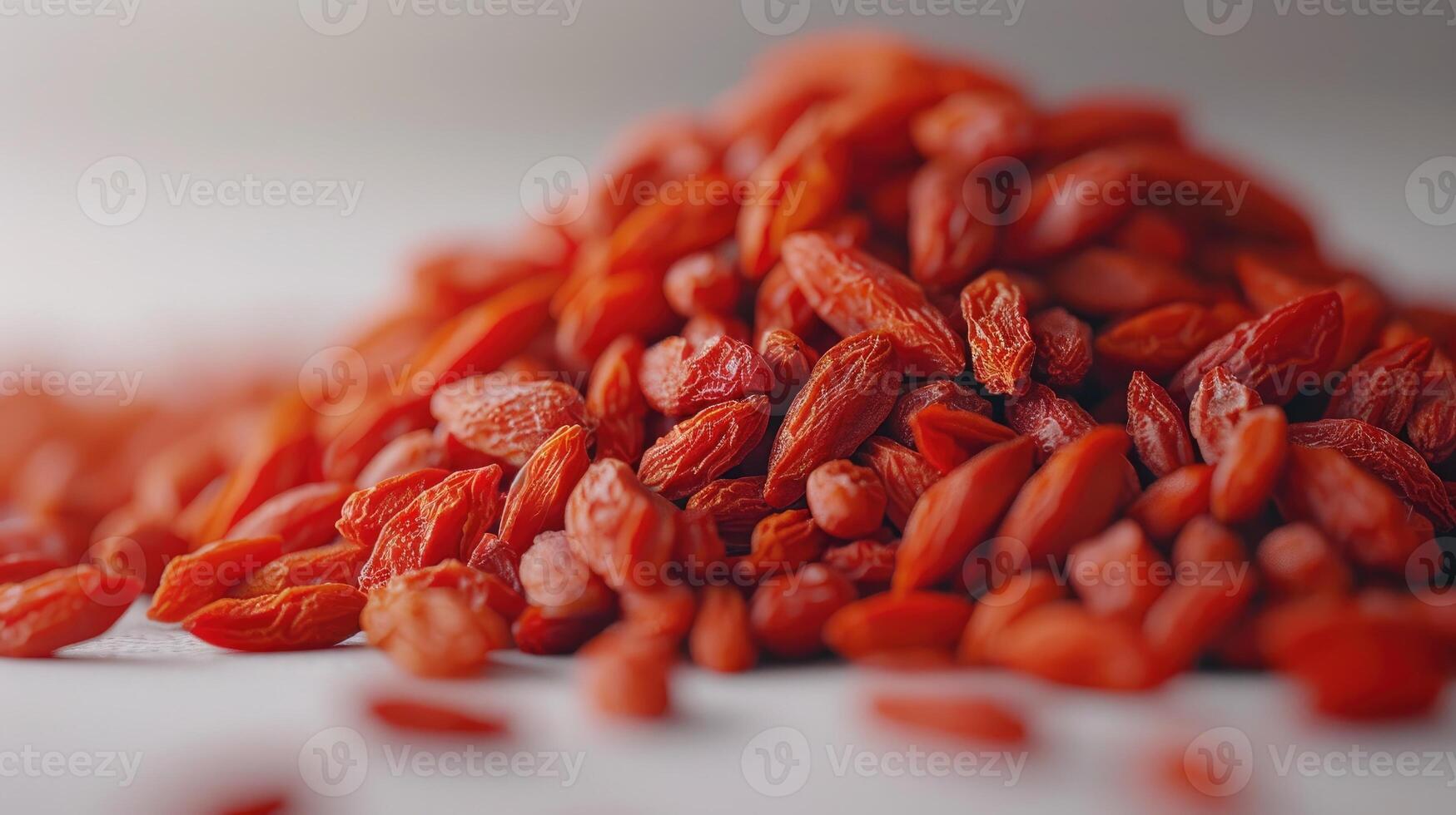 Goji berries emphasizing the vibrant red color and texture of the berries. photo