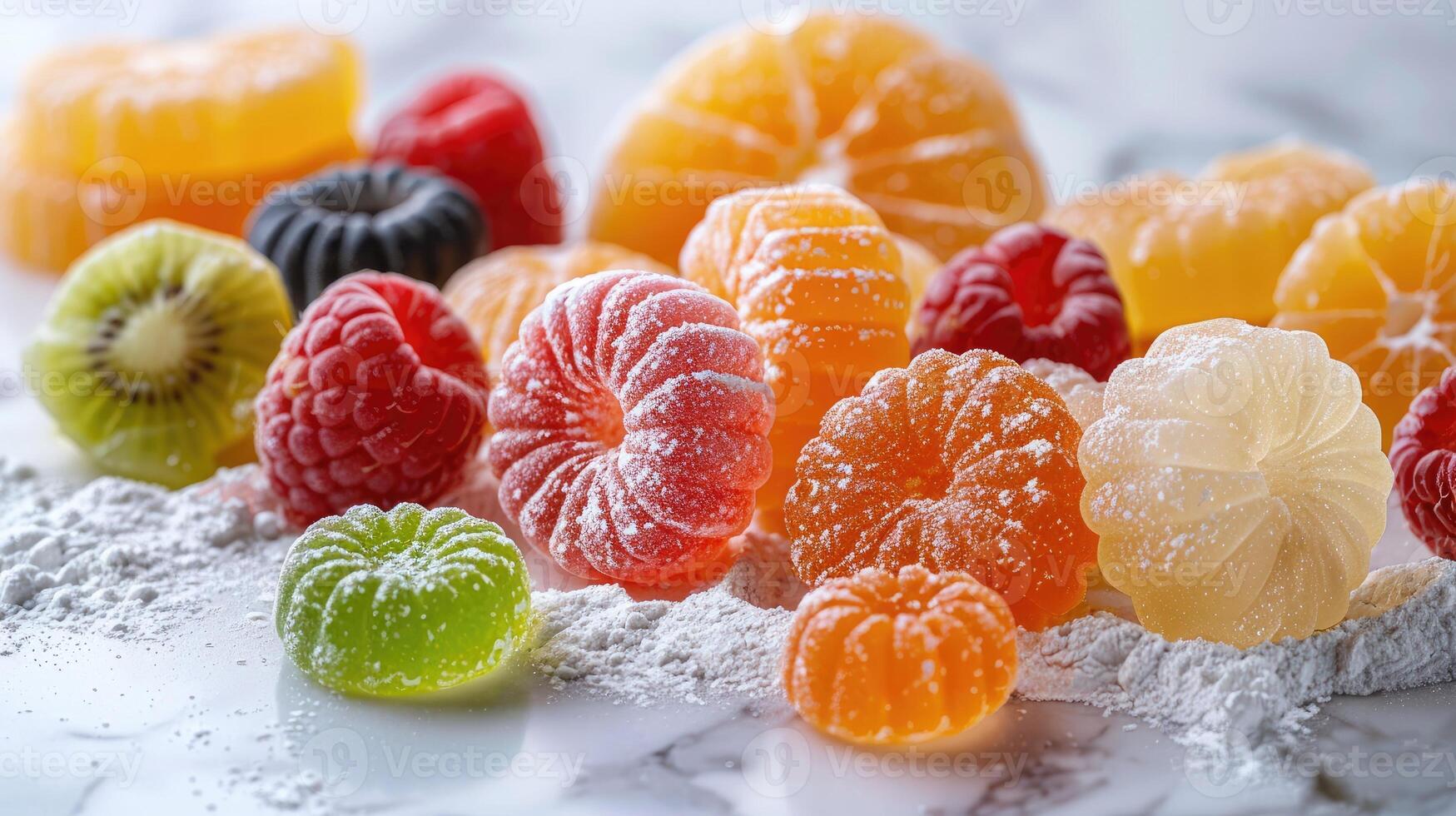 Close-up of a colorful jelly candies background. photo