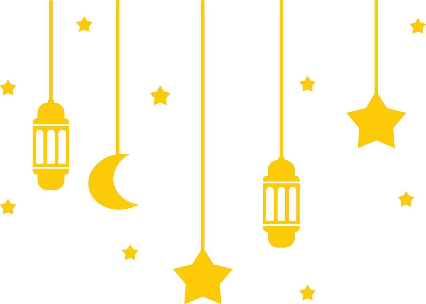 Ramadan Lantern Decoration. Gold Hanging Islamic Ornament. vector