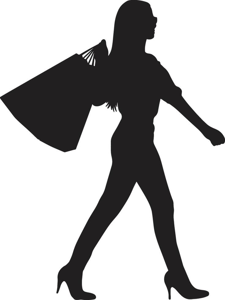 Silhouette of Woman Shopping. Isolated on White Background. Illustration Design. vector
