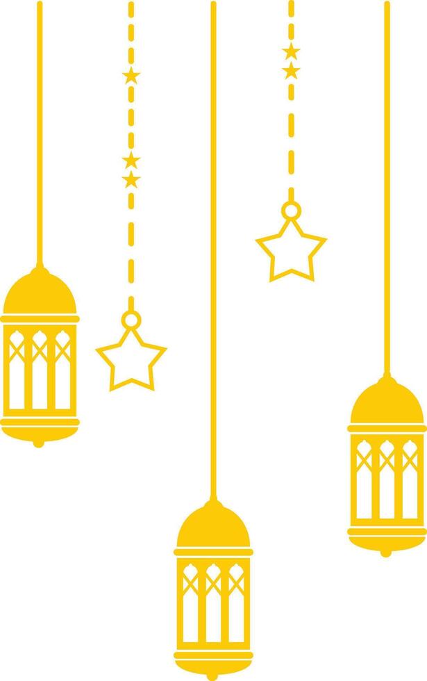Ramadan Lantern Decoration. Gold Hanging Islamic Ornament. vector